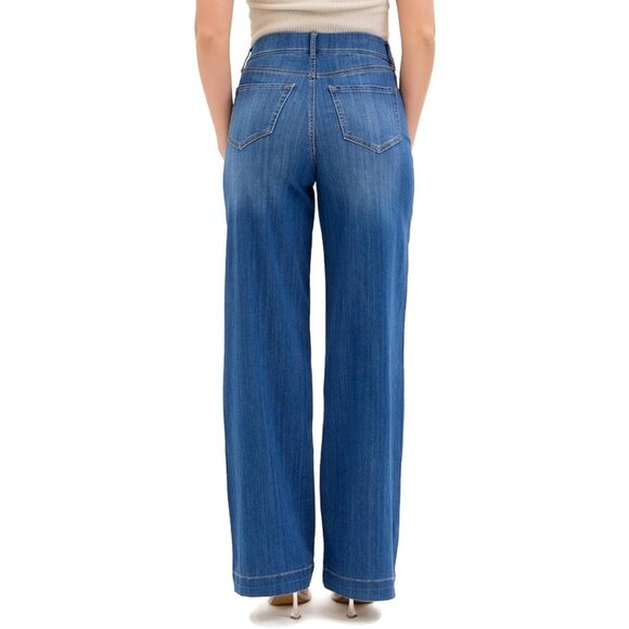 Women's High Rise Pull-On Wide Leg Jeggings Cotton Blend Casual Lounge - Picture 3 of 4